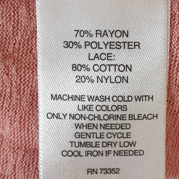 Hannah Rayon Blend Knit Top w Lace & Ruffle Sleeves; Peach; Size Large - Picture 6 of 6